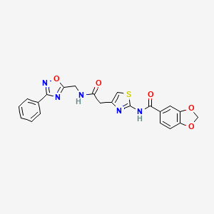 N-(4-(2-oxo-2-(((3-phenyl-1,2,4-oxadiazol-5-yl)methyl)amino)ethyl)thiazol-2-yl)benzo[d][1,3]dioxole-5-carboxamide