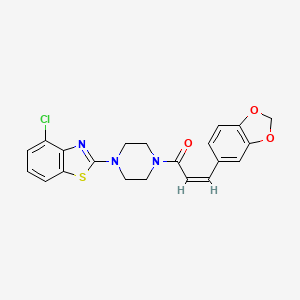 (Z)-3-(benzo[d][1,3]dioxol-5-yl)-1-(4-(4-chlorobenzo[d]thiazol-2-yl)piperazin-1-yl)prop-2-en-1-one