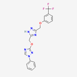 molecular formula C19H15F3N6O2 B2553595 1-phenyl-3-[(5-{[3-(trifluoromethyl)phenoxy]methyl}-1H-1,2,4-triazol-3-yl)methoxy]-1H-1,2,4-triazole CAS No. 338395-55-4