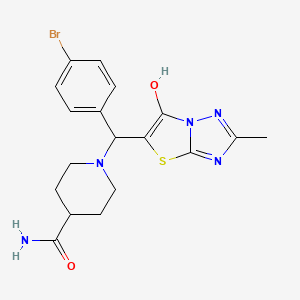 1-((4-Bromophenyl)(6-hydroxy-2-methylthiazolo[3,2-b][1,2,4]triazol-5-yl)methyl)piperidine-4-carboxamide