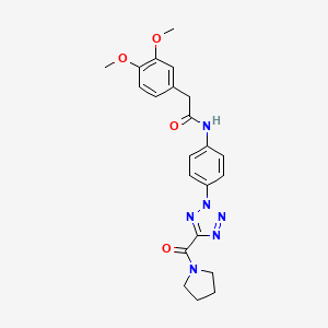 2-(3,4-dimethoxyphenyl)-N-(4-(5-(pyrrolidine-1-carbonyl)-2H-tetrazol-2-yl)phenyl)acetamide