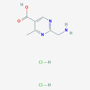 molecular formula C7H11Cl2N3O2 B2553604 2-(Aminomethyl)-4-methylpyrimidine-5-carboxylic acid;dihydrochloride CAS No. 2470439-58-6