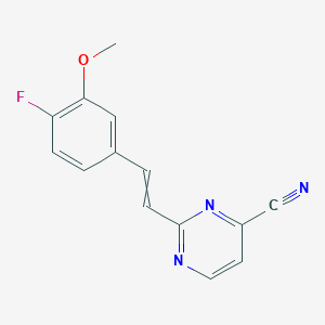 molecular formula C14H10FN3O B2553613 2-[2-(4-Fluoro-3-methoxyphenyl)ethenyl]pyrimidine-4-carbonitrile CAS No. 1428122-89-7