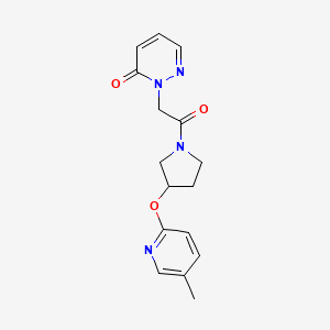 molecular formula C16H18N4O3 B2553617 2-(2-(3-((5-methylpyridin-2-yl)oxy)pyrrolidin-1-yl)-2-oxoethyl)pyridazin-3(2H)-one CAS No. 1903870-11-0