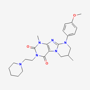 9-(4-methoxyphenyl)-1,7-dimethyl-3-(2-(piperidin-1-yl)ethyl)-6,7,8,9-tetrahydropyrimido[2,1-f]purine-2,4(1H,3H)-dione