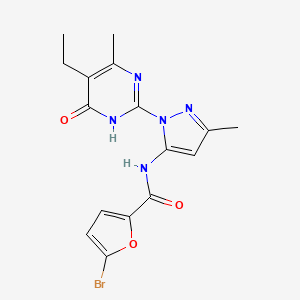 molecular formula C16H16BrN5O3 B2553686 5-溴-N-(1-(5-乙基-4-甲基-6-氧代-1,6-二氢嘧啶-2-基)-3-甲基-1H-吡唑-5-基)呋喃-2-甲酰胺 CAS No. 1003798-94-4