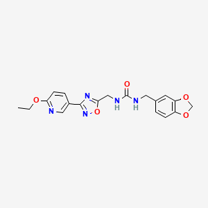 molecular formula C19H19N5O5 B2553692 1-(Benzo[d][1,3]dioxol-5-ylmethyl)-3-((3-(6-ethoxypyridin-3-yl)-1,2,4-oxadiazol-5-yl)methyl)urea CAS No. 2034453-21-7