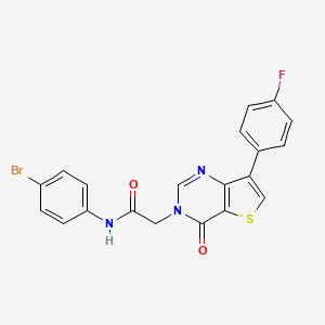 molecular formula C20H13BrFN3O2S B2553708 N-(4-bromophenyl)-2-[7-(4-fluorophenyl)-4-oxothieno[3,2-d]pyrimidin-3(4H)-yl]acetamide CAS No. 1207037-60-2