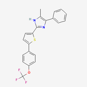 molecular formula C21H15F3N2OS B2553723 5-Methyl-4-phenyl-2-[5-[4-(trifluoromethoxy)phenyl]thiophen-2-yl]-1H-imidazole CAS No. 2413867-95-3