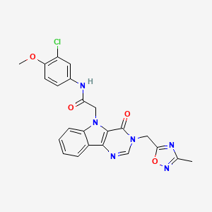 B2553787 N-{5-[(E)-2-(5-{[(2-ethylphenyl)amino]sulfonyl}-2-thienyl)vinyl]-3-methylisoxazol-4-yl}propanamide CAS No. 1111972-19-0