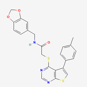 N-Benzo[1,3]dioxol-5-ylmethyl-2-(5-p-tolyl-thieno[2,3-d]pyrimidin-4-ylsulfanyl)-acetamide