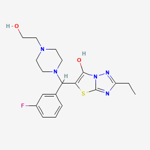 molecular formula C19H24FN5O2S B2553940 2-Ethyl-5-((3-fluorophenyl)(4-(2-hydroxyethyl)piperazin-1-yl)methyl)thiazolo[3,2-b][1,2,4]triazol-6-ol CAS No. 898366-75-1