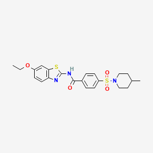 molecular formula C22H25N3O4S2 B2553975 N-(6-ethoxy-1,3-benzothiazol-2-yl)-4-[(4-methylpiperidin-1-yl)sulfonyl]benzamide CAS No. 683268-64-6