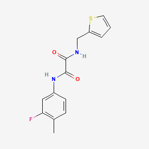molecular formula C14H13FN2O2S B2554021 N1-(3-fluoro-4-methylphenyl)-N2-(thiophen-2-ylmethyl)oxalamide CAS No. 900001-27-6