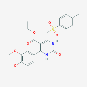 molecular formula C23H26N2O7S B2554043 Ethyl 4-(3,4-dimethoxyphenyl)-6-[(4-methylbenzenesulfonyl)methyl]-2-oxo-1,2,3,4-tetrahydropyrimidine-5-carboxylate CAS No. 902582-83-6