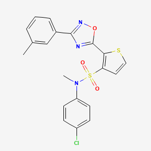 molecular formula C20H16ClN3O3S2 B2554066 N-(4-chlorophenyl)-N-methyl-2-[3-(3-methylphenyl)-1,2,4-oxadiazol-5-yl]thiophene-3-sulfonamide CAS No. 1105248-75-6