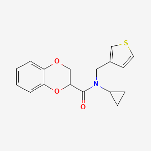 molecular formula C17H17NO3S B2554068 N-cyclopropyl-N-(thiophen-3-ylmethyl)-2,3-dihydrobenzo[b][1,4]dioxine-2-carboxamide CAS No. 1235030-46-2