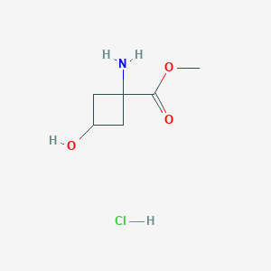 molecular formula C6H12ClNO3 B2554076 Methyl 1-amino-3-hydroxycyclobutane-1-carboxylate hydrochloride CAS No. 2089258-00-2