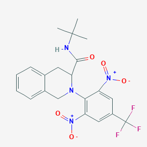 molecular formula C21H21F3N4O5 B2554078 N-(tert-butyl)-2-[2,6-dinitro-4-(trifluoromethyl)phenyl]-1,2,3,4-tetrahydro-3-isoquinolinecarboxamide CAS No. 318256-35-8