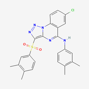 molecular formula C25H22ClN5O2S B2554083 7-chloro-3-(3,4-dimethylbenzenesulfonyl)-N-(3,4-dimethylphenyl)-[1,2,3]triazolo[1,5-a]quinazolin-5-amine CAS No. 893788-57-3