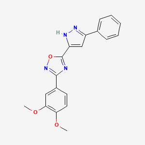 3-(3,4-dimethoxyphenyl)-5-(3-phenyl-1H-pyrazol-5-yl)-1,2,4-oxadiazole