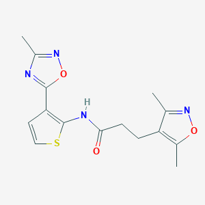 3-(3,5-dimethylisoxazol-4-yl)-N-(3-(3-methyl-1,2,4-oxadiazol-5-yl)thiophen-2-yl)propanamide