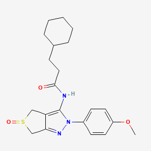 3-cyclohexyl-N-[2-(4-methoxyphenyl)-5-oxo-4,6-dihydrothieno[3,4-c]pyrazol-3-yl]propanamide