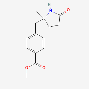 molecular formula C14H17NO3 B2554123 Methyl 4-[(2-methyl-5-oxopyrrolidin-2-yl)methyl]benzoate CAS No. 1955557-30-8