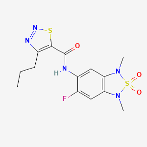 molecular formula C14H16FN5O3S2 B2554125 N-(6-fluoro-1,3-dimethyl-2,2-dioxido-1,3-dihydrobenzo[c][1,2,5]thiadiazol-5-yl)-4-propyl-1,2,3-thiadiazole-5-carboxamide CAS No. 2034541-55-2