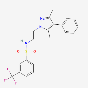 molecular formula C20H20F3N3O2S B2554136 N-(2-(3,5-dimethyl-4-phenyl-1H-pyrazol-1-yl)ethyl)-3-(trifluoromethyl)benzenesulfonamide CAS No. 2034552-27-5