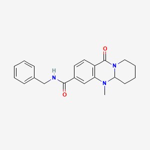 molecular formula C21H23N3O2 B2554187 N-benzyl-5-methyl-11-oxo-5,6,7,8,9,11-hexahydro-5aH-pyrido[2,1-b]quinazoline-3-carboxamide CAS No. 1574546-71-6