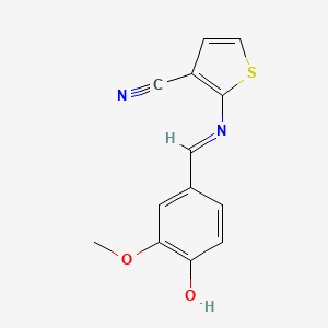 B2554195 2-[(E)-[(4-hydroxy-3-methoxyphenyl)methylidene]amino]thiophene-3-carbonitrile CAS No. 343375-00-8