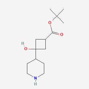 molecular formula C14H25NO3 B2554211 Tert-butyl 3-hydroxy-3-piperidin-4-ylcyclobutane-1-carboxylate CAS No. 2305253-29-4