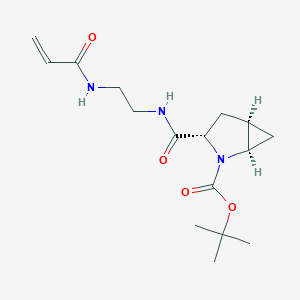 molecular formula C16H25N3O4 B2554274 Tert-butyl (1R,3S,5R)-3-[2-(prop-2-enoylamino)ethylcarbamoyl]-2-azabicyclo[3.1.0]hexane-2-carboxylate CAS No. 2361599-57-5