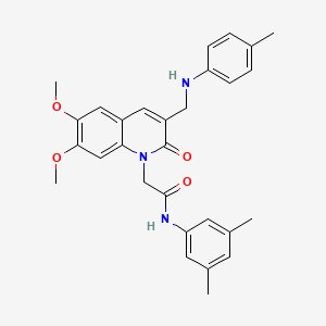 2-(6,7-dimethoxy-2-oxo-3-((p-tolylamino)methyl)quinolin-1(2H)-yl)-N-(3,5-dimethylphenyl)acetamide