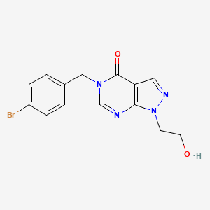 molecular formula C14H13BrN4O2 B2554340 5-[(4-bromophenyl)methyl]-1-(2-hydroxyethyl)-1H,4H,5H-pyrazolo[3,4-d]pyrimidin-4-one CAS No. 899756-76-4