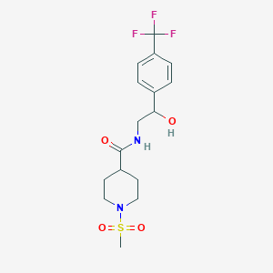 molecular formula C16H21F3N2O4S B2554357 N-(2-hydroxy-2-(4-(trifluoromethyl)phenyl)ethyl)-1-(methylsulfonyl)piperidine-4-carboxamide CAS No. 1351594-64-3