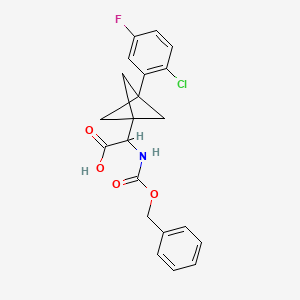 molecular formula C21H19ClFNO4 B2554369 2-[3-(2-Chloro-5-fluorophenyl)-1-bicyclo[1.1.1]pentanyl]-2-(phenylmethoxycarbonylamino)acetic acid CAS No. 2287263-21-0