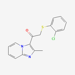 molecular formula C16H13ClN2OS B2554388 2-[(2-Chlorophenyl)sulfanyl]-1-(2-methylimidazo[1,2-a]pyridin-3-yl)-1-ethanone CAS No. 478029-71-9