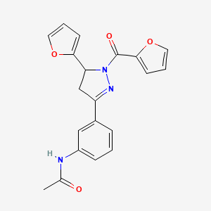 N-{3-[5-(furan-2-yl)-1-(furan-2-ylcarbonyl)-4,5-dihydro-1H-pyrazol-3-yl]phenyl}acetamide