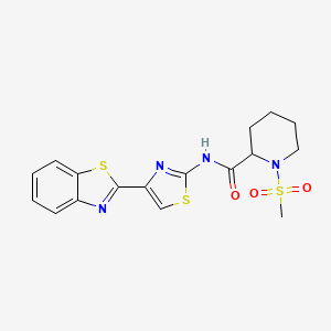 molecular formula C17H18N4O3S3 B2554408 N-(4-(benzo[d]thiazol-2-yl)thiazol-2-yl)-1-(methylsulfonyl)piperidine-2-carboxamide CAS No. 1214132-94-1