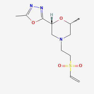 molecular formula C12H19N3O4S B2554430 (2R,6R)-4-(2-Ethenylsulfonylethyl)-2-methyl-6-(5-methyl-1,3,4-oxadiazol-2-yl)morpholine CAS No. 2249190-05-2