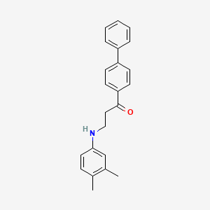 molecular formula C23H23NO B2554434 1-[1,1'-Biphenyl]-4-yl-3-(3,4-dimethylanilino)-1-propanone CAS No. 477319-07-6