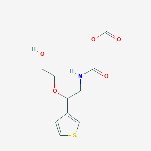molecular formula C14H21NO5S B2554442 1-{[2-(2-羟乙氧基)-2-(噻吩-3-基)乙基]氨基甲酰基}-1-甲基乙基乙酸酯 CAS No. 2097891-00-2