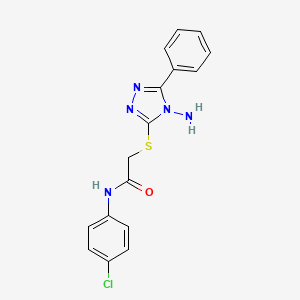 molecular formula C16H14ClN5OS B2554443 2-((4-amino-5-phenyl-4H-1,2,4-triazol-3-yl)thio)-N-(4-chlorophenyl)acetamide CAS No. 843618-59-7