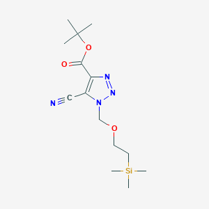 molecular formula C14H24N4O3Si B2554444 叔丁基-5-氰基-1-(2-三甲基甲硅烷基乙氧基甲基)三唑-4-羧酸酯 CAS No. 2305255-26-7