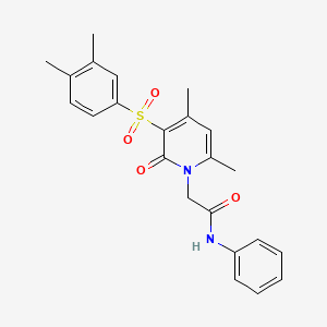 molecular formula C23H24N2O4S B2554447 2-(3-((3,4-dimethylphenyl)sulfonyl)-4,6-dimethyl-2-oxopyridin-1(2H)-yl)-N-phenylacetamide CAS No. 946329-86-8
