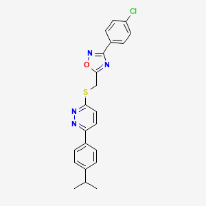 molecular formula C22H19ClN4OS B2554450 3-({[3-(4-Chlorophenyl)-1,2,4-oxadiazol-5-yl]methyl}thio)-6-(4-isopropylphenyl)pyridazine CAS No. 1115285-88-5