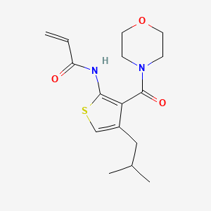 molecular formula C16H22N2O3S B2554516 N-[4-(2-Methylpropyl)-3-(morpholine-4-carbonyl)thiophen-2-yl]prop-2-enamide CAS No. 2305537-94-2