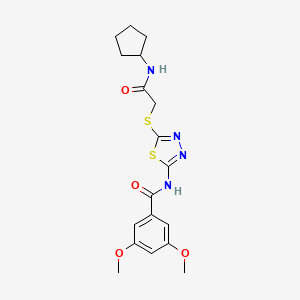 molecular formula C18H22N4O4S2 B2554520 N-(5-((2-(cyclopentylamino)-2-oxoethyl)thio)-1,3,4-thiadiazol-2-yl)-3,5-dimethoxybenzamide CAS No. 868976-49-2